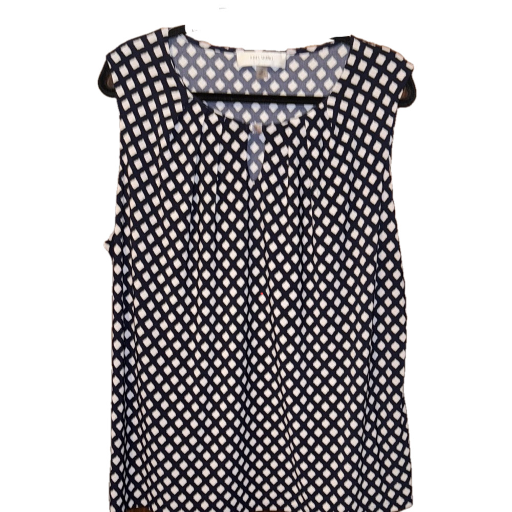 Jones Studio Sleeveless Keyhole Lightweight Diamond Pattern Blouse Size 2X